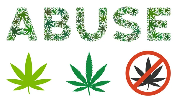 Abuso Leyenda Mosaico de Cannabis — Vector de stock