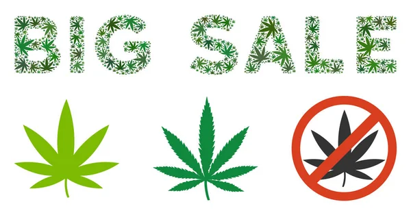 Collage de texto de gran venta de cannabis — Vector de stock