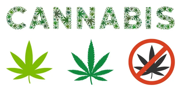 Composizione di Cannabis Label di Cannabis — Vettoriale Stock