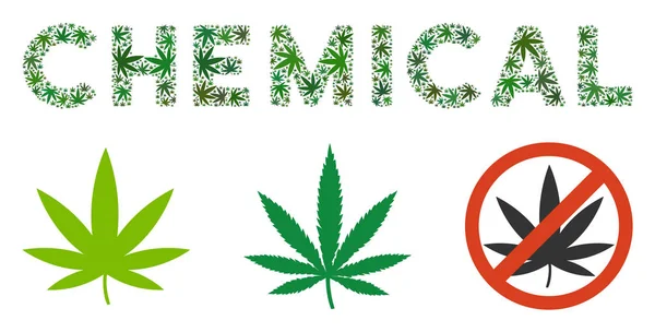 Mosaik chemischer Etiketten von Marihuana — Stockvektor