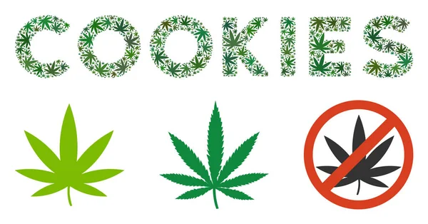 Etiqueta Cookies Composición de la Marihuana — Vector de stock