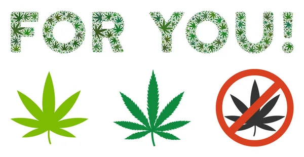 Für Sie Textmosaik von Cannabis — Stockvektor