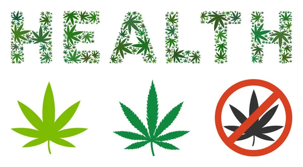 Health Text Collage of Marijuana — Stock Vector