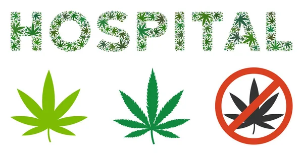 Hospital Caption Composition of Cannabis — Stock Vector