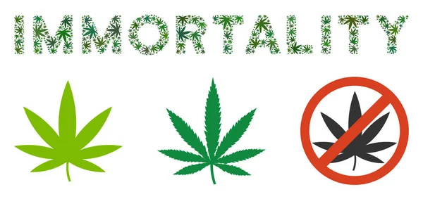 Immortality Caption Collage of Marijuana — Stock Vector
