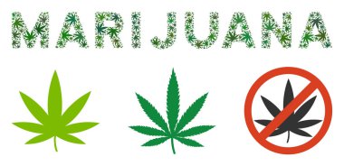 Esrar resim yazısı kompozisyon kenevir değişken boyut ve yeşil tonları bırakır. Vektör düz esrar yaprakları esrar resim yazısı illüstrasyon gruplandırılır. Bağımlılığı vektör çizim.