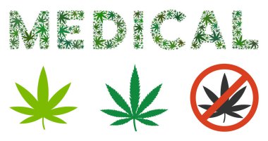 Marihuana tıbbi etiket mozaiği