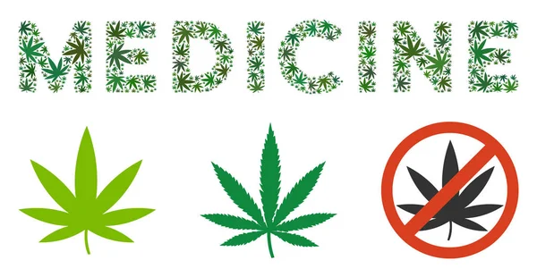 Medizin Text Mosaik von Marihuana — Stockvektor