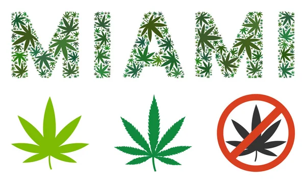 マイアミ キャプション大麻のモザイク — ストックベクタ