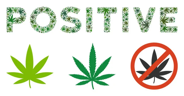 Testo Positivo Mosaico di Cannabis — Vettoriale Stock