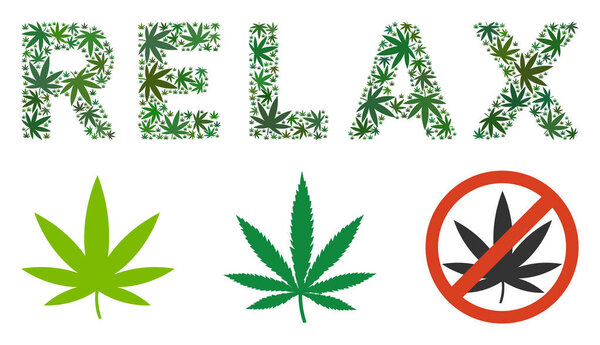 Relax Text Mosaic of Cannabis