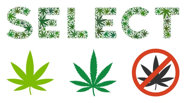 Sélectionner la composition indiquée sur l'étiquette de la marijuana — Image vectorielle