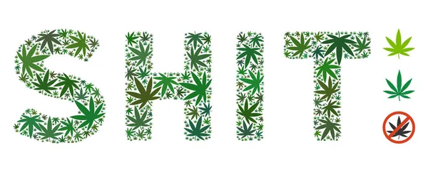 Shit Text Mosaic of Weed Leaves — Stockvector