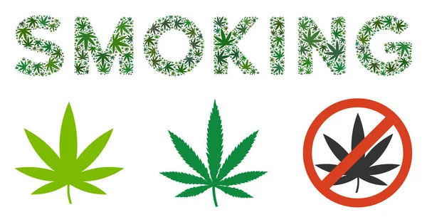 Leyenda del tabaquismo Composición de la marihuana — Archivo Imágenes Vectoriales