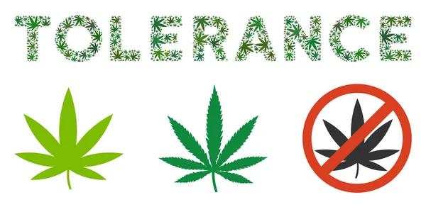 Composición de la etiqueta de tolerancia del cannabis — Vector de stock