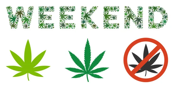 Texto del fin de semana Mosaico de marihuana — Archivo Imágenes Vectoriales