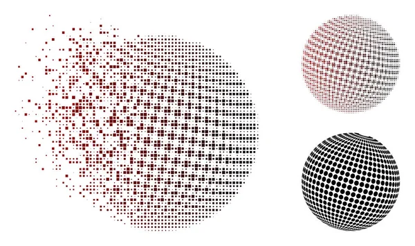 闪光像素半色调抽象虚线球图标 — 图库矢量图片