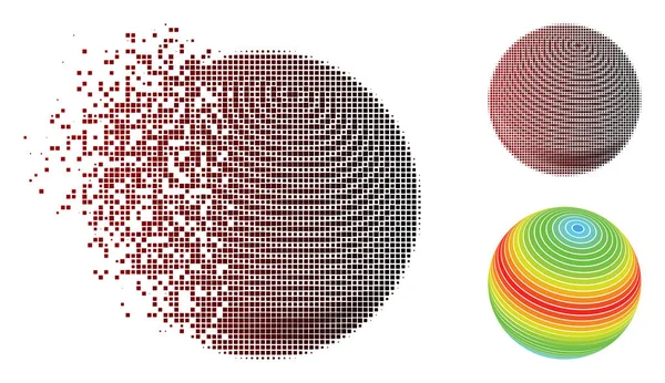 移动像素半色调抽象球面频谱条纹图标 — 图库矢量图片