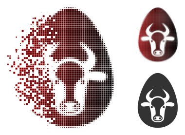 Piksel yarı ton inek yumurta simgesi imha