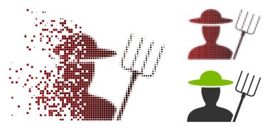 Ayrıştırılmış piksel yarı ton çiftçi dirgen simgesiyle