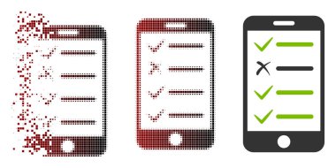 Shredded Pixel Halftone Mobile Checklist Icon clipart