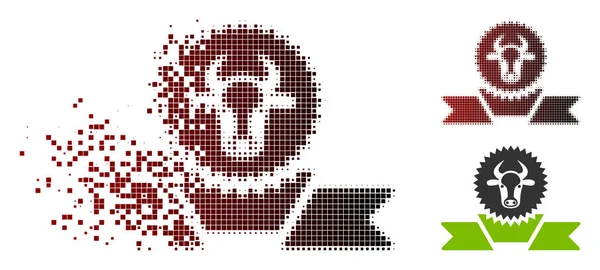 Векторна Іконка Стрічки Нагородження Великої Рогатої Худоби Розсіяних Піксельних Напівтонах — стоковий вектор