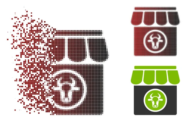 Pixel disipado Halftone Ganadería granja icono — Vector de stock