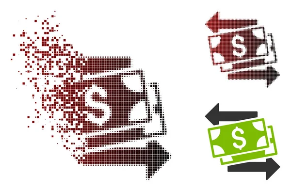 Pixel détruit Halftone Money Exchange Icône — Image vectorielle
