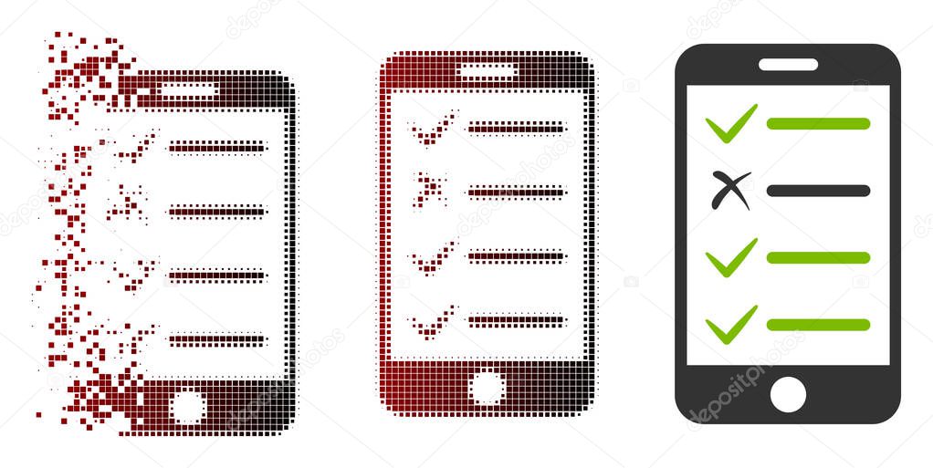 Shredded Pixel Halftone Mobile Checklist Icon