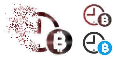 Rendelenmiş piksel noktalı resim Bitcoin kredi saat simgesi