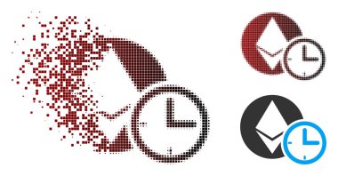 Parçalanmış piksel noktalı resim Ethereum kredi saat simgesini