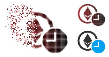 Parçalanmış piksel noktalı resim Ethereum kredi saat simgesi