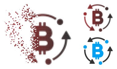 Rendelenmiş piksel noktalı resim Bitcoin döndürme simgesi