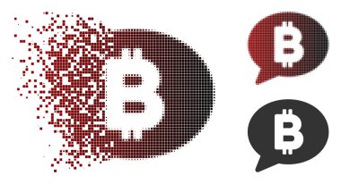 Tahribe piksel noktalı resim Bitcoin ileti balon simgesi