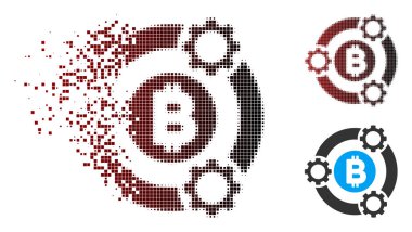 Çözünmüş piksel noktalı resim Bitcoin havuzu işbirliği simgesi