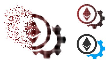 Parçalanmış piksel noktalı resim Ethereum seçenekleri dişli simgesini