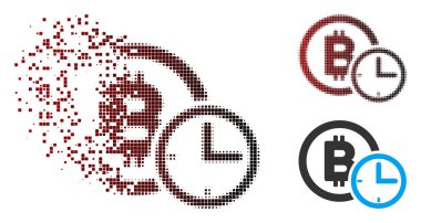 Ayrıştırılmış piksel noktalı resim Bitcoin kredi saat simgesini