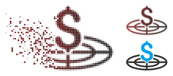 Icône d'objectif financier de demi-ton de pixel de poussière — Image vectorielle