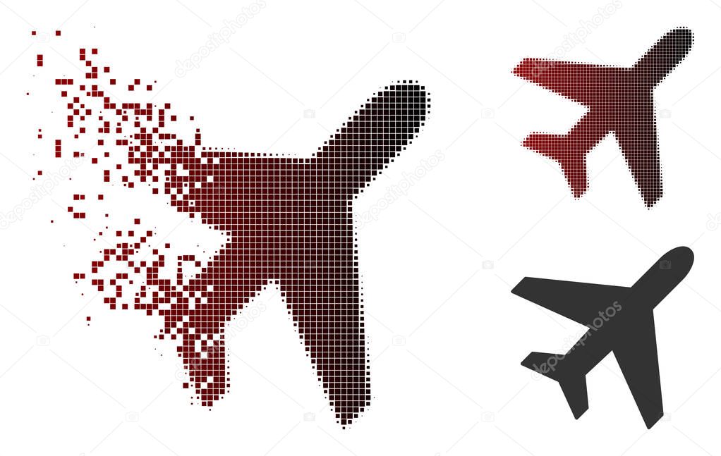 Damaged Pixel Halftone Plane Icon