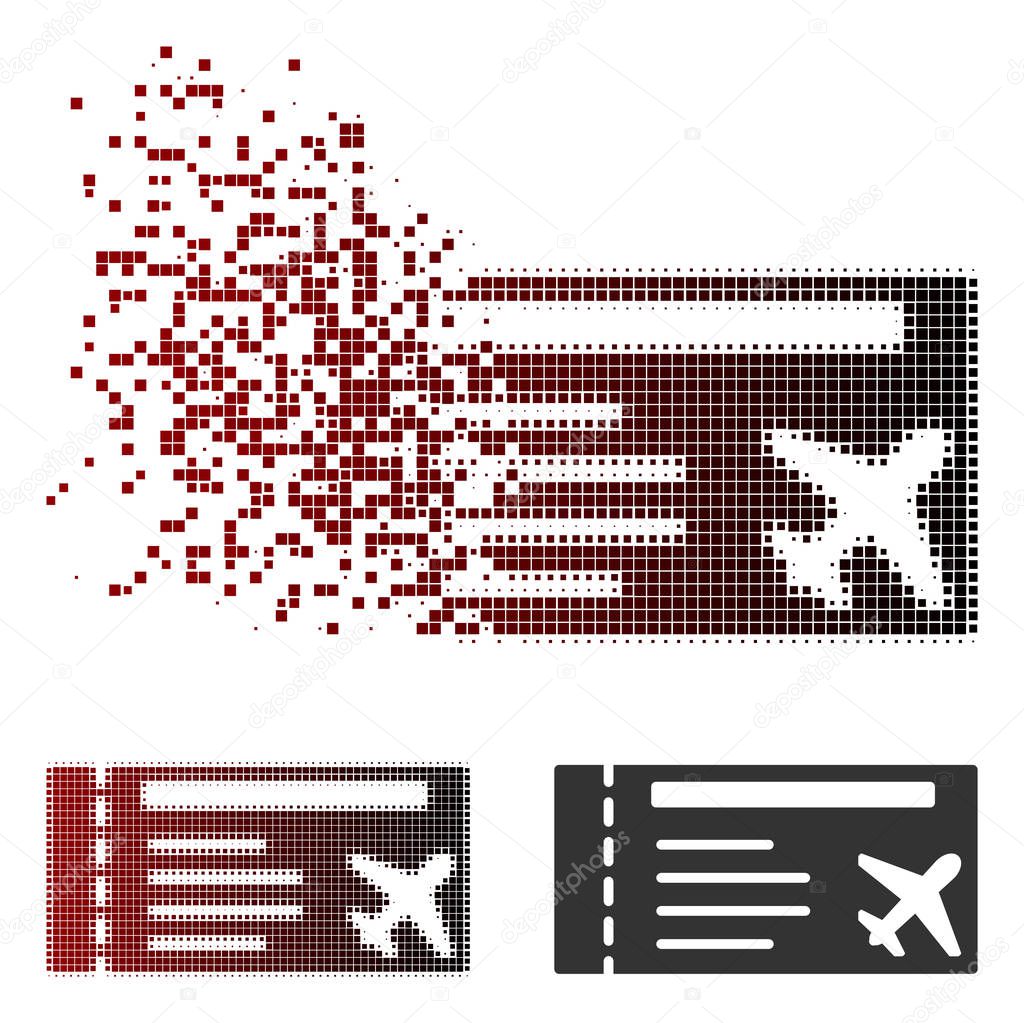 Fractured Pixel Halftone Airticket Icon