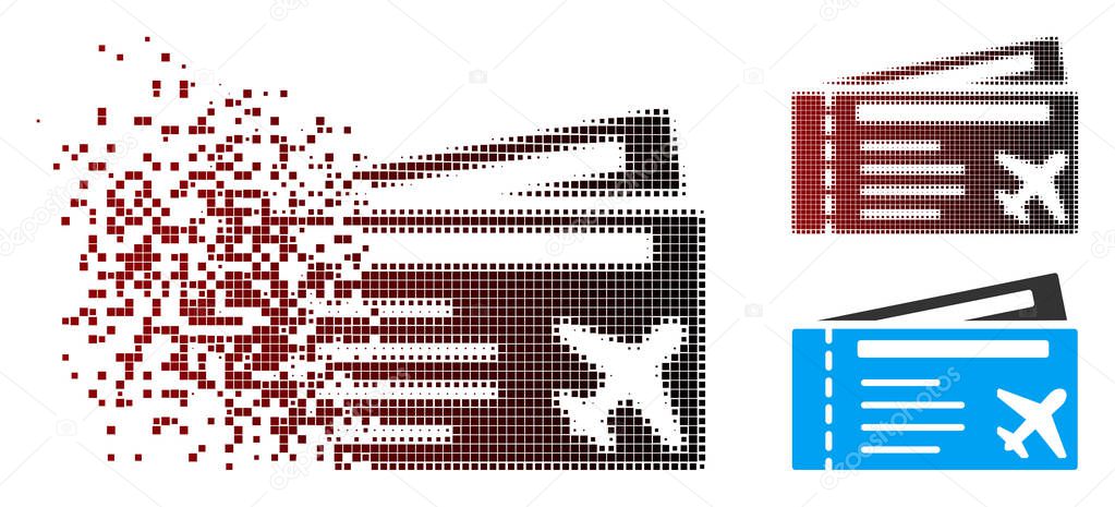 Destructed Pixel Halftone Airtickets Icon