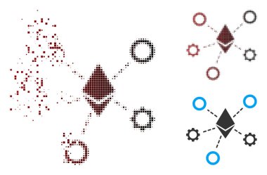 Ayrıştırılmış piksel noktalı resim Ethereum Ağ düğümleri simgesini