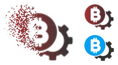 Ayrıştırılmış piksel noktalı resim Bitcoin seçenekleri dişli simgesini