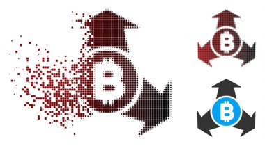 Çözünmüş piksel noktalı resim Bitcoin harcamak ok simgesi