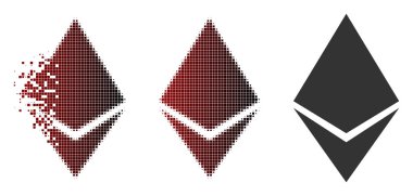 Çözünmüş piksel noktalı resim Ethereum kristal simgesi