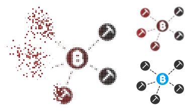 Piksel noktalı resim Bitcoin havuzu simgesi madencilik taşıma