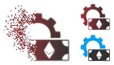 Hareketli piksel noktalı resim Ethereum banknot dişli simgesini seçenekleri