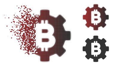 Harcanmış piksel noktalı resim Bitcoin Cog Wheel simgesi
