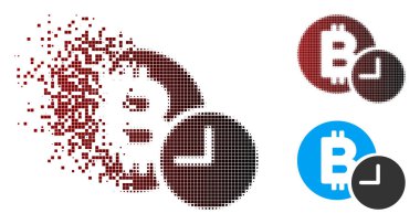 Rendelenmiş piksel noktalı resim Bitcoin kredi saat simgesini