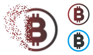 Tahribe piksel noktalı resim Bitcoin yuvarlak simge